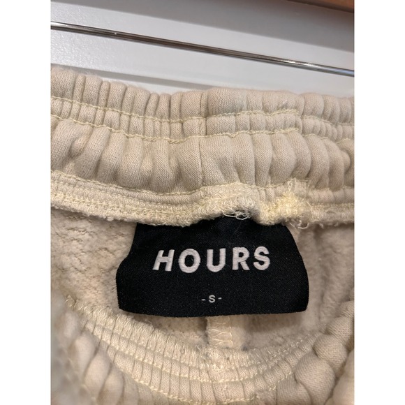 Hours Heavyweight Sweatpants Cream Joggers Mens Small Minimalist Streetwear - Picture 6 of 10